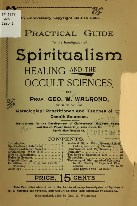 1898 | Practical Guide to The Investigation of Spiritualism