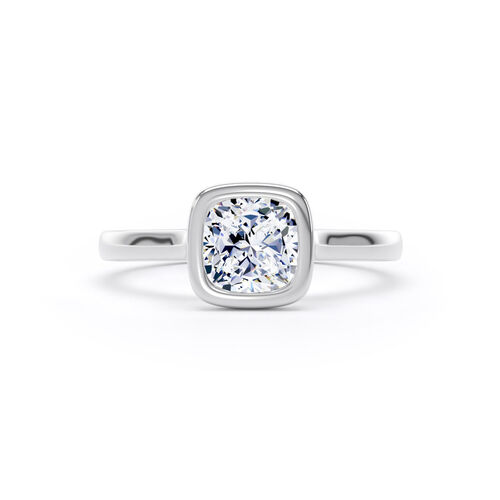 Cushion cut rubover diamond solitaire
