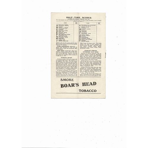 1955/56 Charlton Athletic v Arsenal FA Cup Football Programme