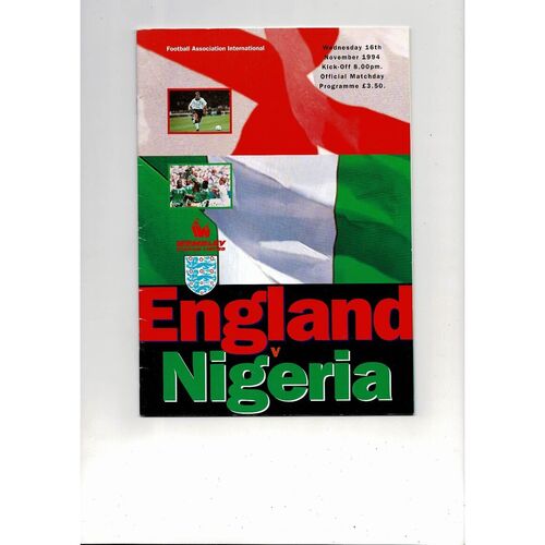 1994 England v Nigeria Football Programme