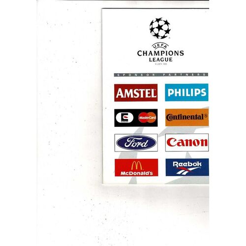 Spartak Moscow v Blackburn Rovers UEFA Champions League Football Programme 1995/96