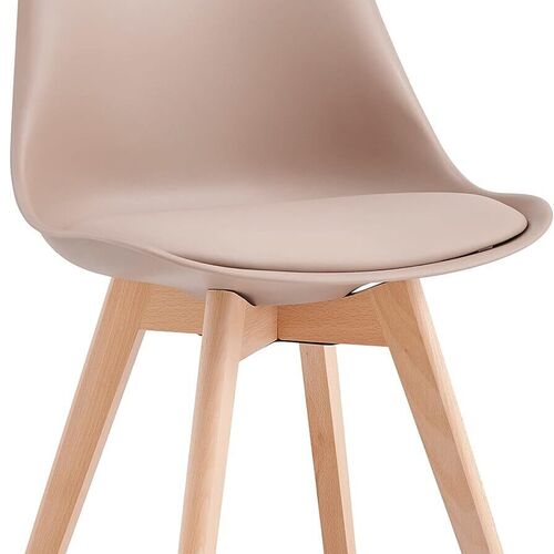 mcc direct Set of 4 Dining Chairs Wooden Legs Soft Cushion Pad Stylish DELUXE Retro Lounge Dining Office EVA