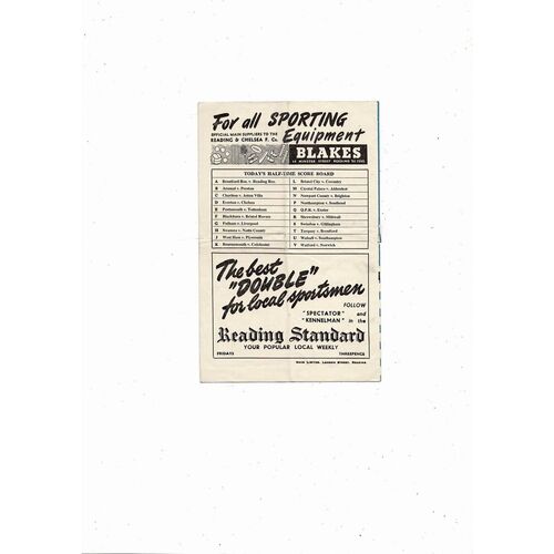 1954/55 Reading v Leyton Orient Football Programme