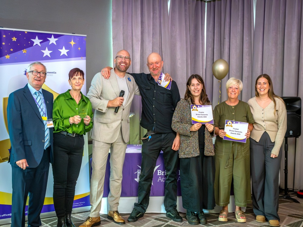 Your Care celebrating finalist recognition at the Bristol Dementia Awards 2026, providing personalised dementia support and a Dementia Day Club in Hanham