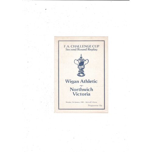 Wigan Athletic v Northwich Victoria FA Cup Replay Football Programme 1979/80