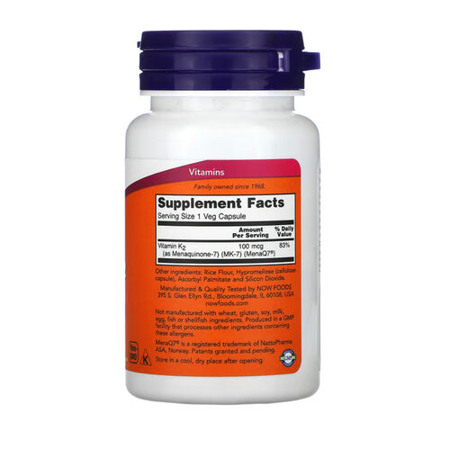 NOW Foods MK-7 Vitamin K-2 100mcg - 60 Veg Capsules