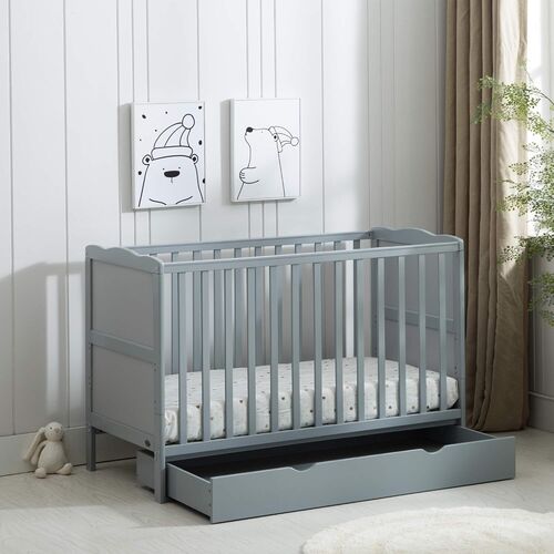 mcc direct White Wooden Orlando Baby Cot Bed & Rollaway Drawer & Aloe Vera Water Repellent Mattress  - Orlando