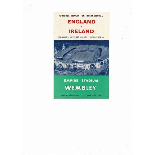 1959 England v Northern Ireland Football Programme.