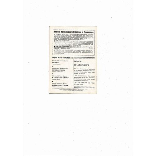 Chelsea v AC Milan Fairs Cup Football Programme 1965/66
