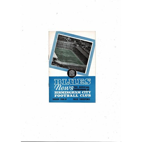 1958/59 Birmingham City v West Ham United Football Programme