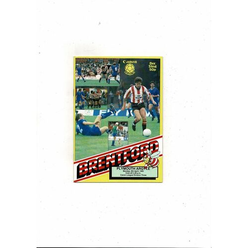 1984/85 Brentford v Plymouth Argyle Football Programme