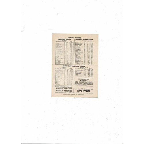 Tottenham Hotspur v Crystal Palace Football Combination Programme 1969/70