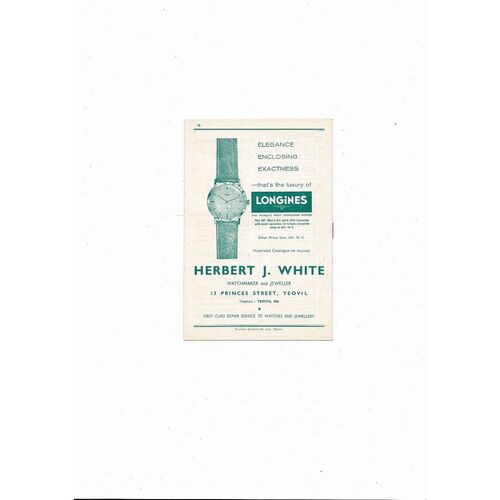 Yeovil Town v Swindon Town FA Cup Football Programme 1962/63