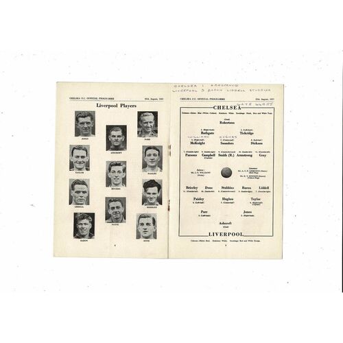 1951/52 Chelsea v Liverpool Football Programme