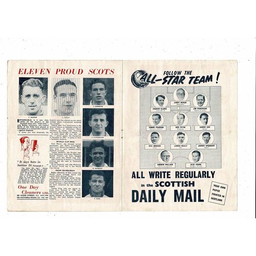 1954 Scotland v Hungary Football Programme