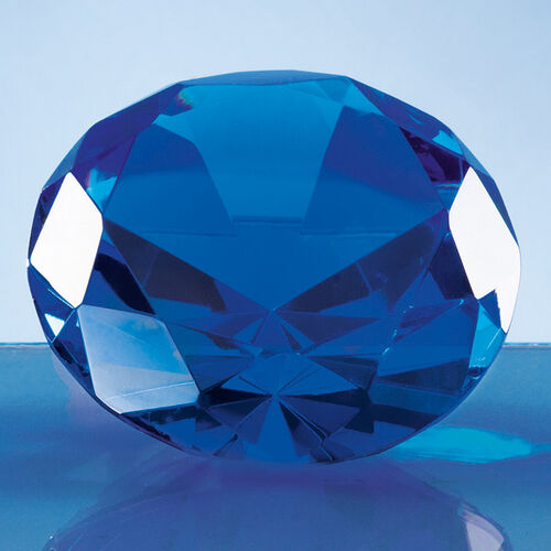 Optical Crystal Blue Diamond Paperweight 8cm
