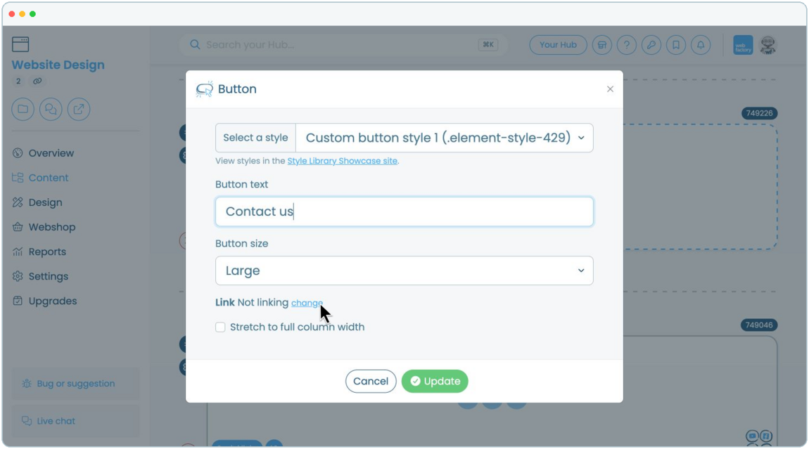 How to create and manage call-to-action button | Webfactory Support | Webfactory