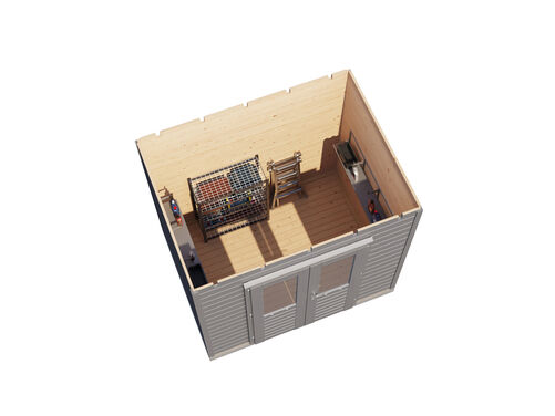 2.4mtr x 1.8mtr 28mm walled Flat Roof Cabin