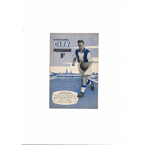 1954/55 Coventry City v Shrewsbury Town Football Programme