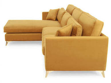 DEVA CHAISE CORNER SOFA IN GOLD PLUSH