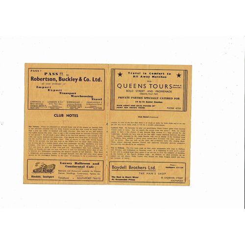 1958/59 Southport v Coventry City Football Programme
