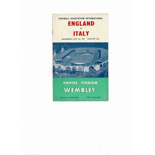 1959 England v Italy Football Programme