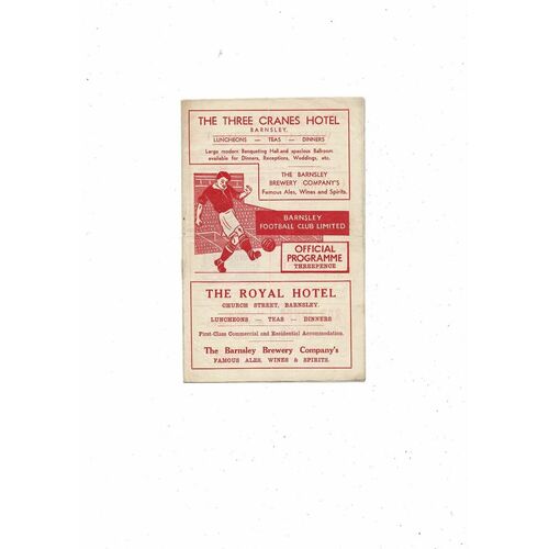 1954/55 Barnsley v Tranmere Rovers Football Programme