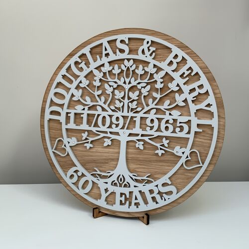 Personalised Tree of Life Anniversary Plaque – Custom Names & Date