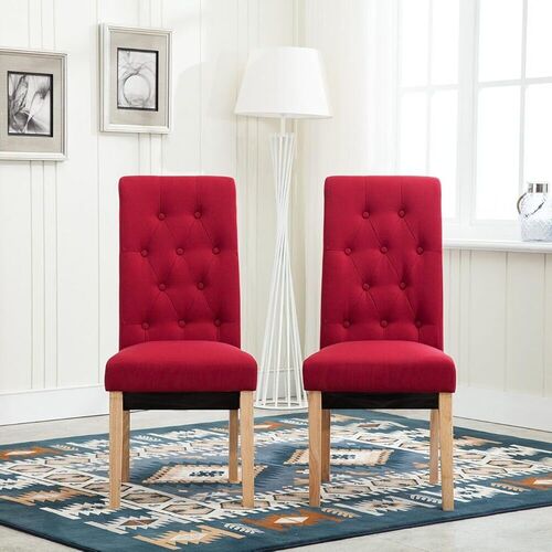 mcc direct Set of 2 Linen Fabric Dining Chairs Roll Top Scroll High Back For Home & Commercial Restaurants