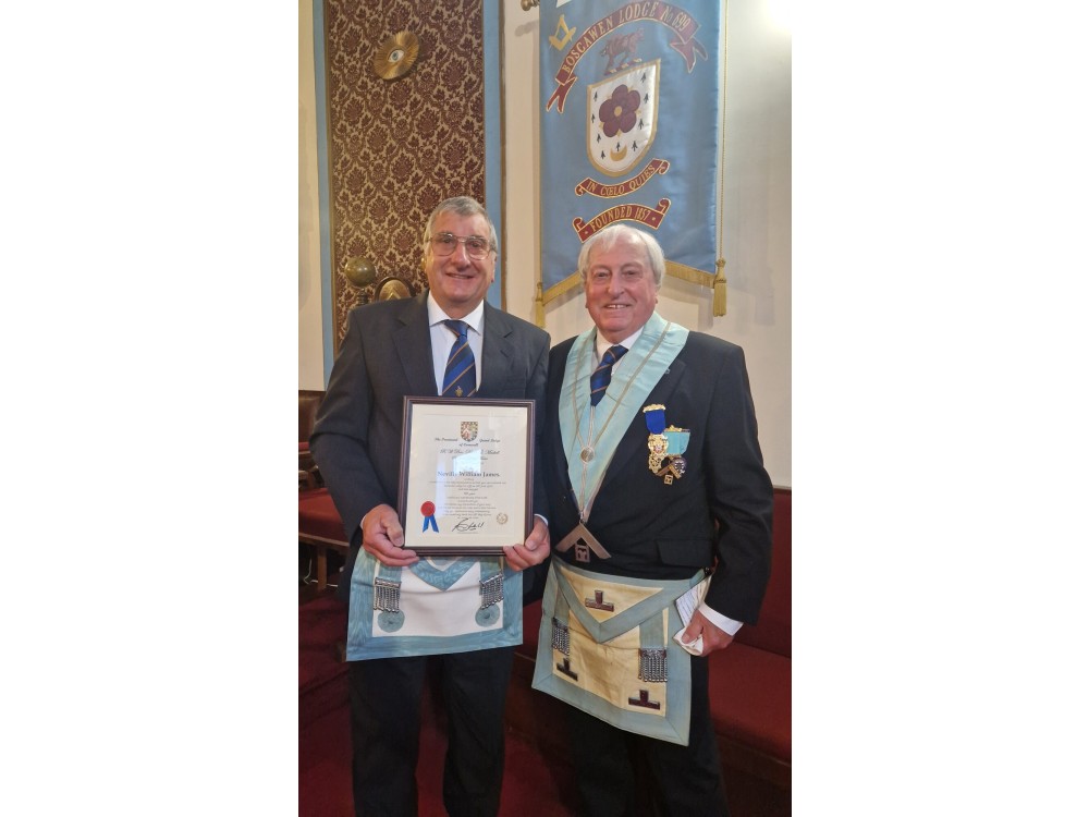 50 Years of Freemasonry for Neville William James | Provincial Grand Lodge of Cornwall | How to become a Freemason in Cornwall | Freemasonry lodges near me Cornwall  | What is Freemasonry in Cornwall UK