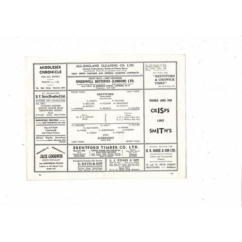 1961/62 Brentford v Aldershot FA Cup Football Programme