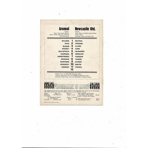 1970/71 Arsenal v Newcastle United Football Programme