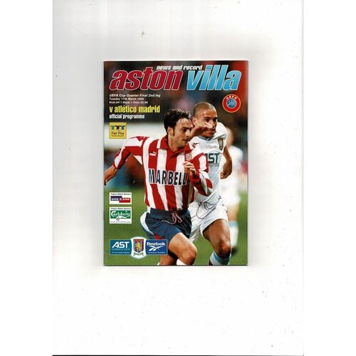 Aston Villa v Athletico Madrid UEFA Cup Football Programme 1997/98