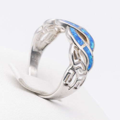 Bezel set blue opalite stone on 925 sterling silver ring