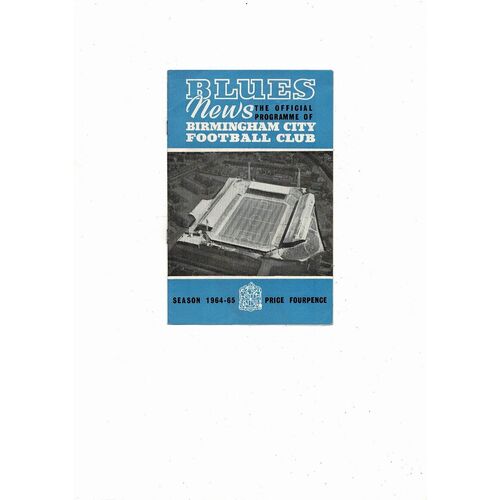 1964/65 Birmingham City v Fulham Football Programme