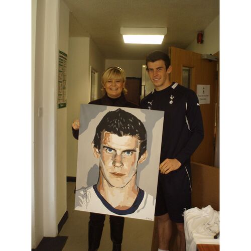Original Gareth Bale Signed Painting by Sue Verity