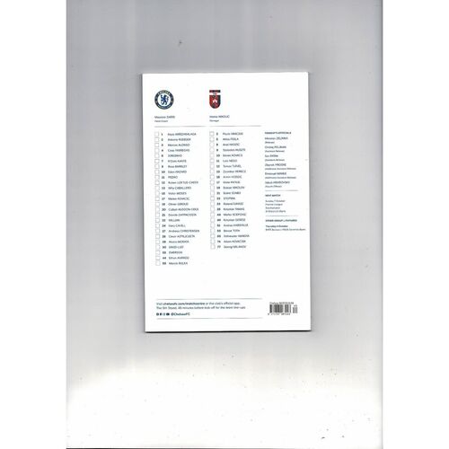 Chelsea v Vidi Europa League Football Programme 2018/19