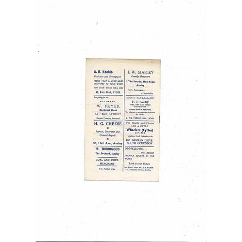 1963/64 Aveley v Edmonton Athenian League Football Programme