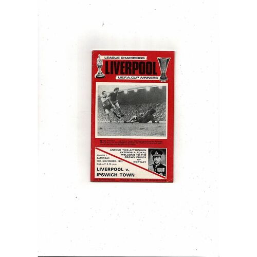 1973/74 Liverpool v Ipswich Town Football Programme + League Review