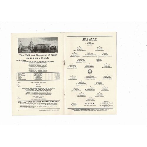 1958 England v USSR Football Programme