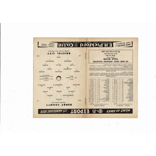 1959/60 Derby County v Bristol City Football Programme