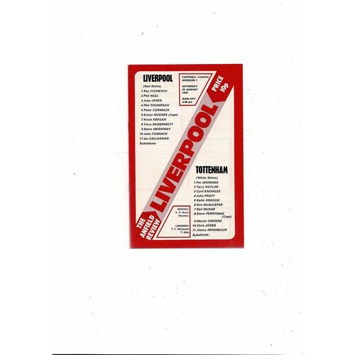1975/76 Liverpool v Tottenham Hotspur Football Programme + Press Cutting