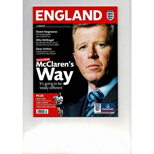 2006 England v Greece Football Programme @ Manchester United