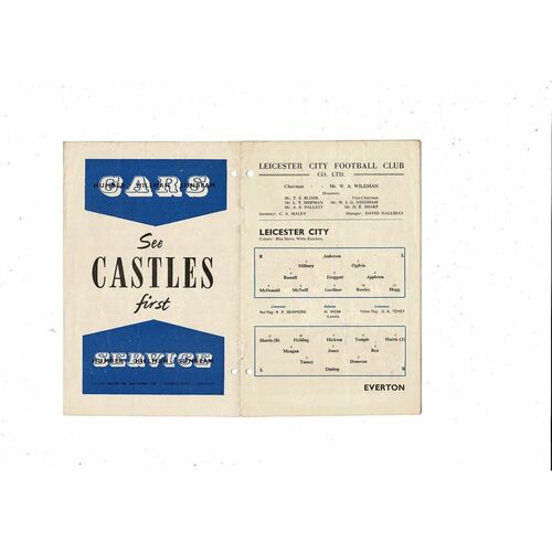 1957/58 Leicester City v Everton Football Programme