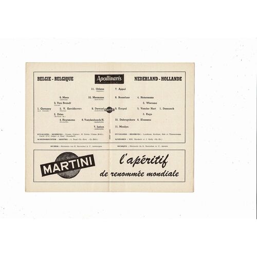 1956 Belgium v Netherlands International Friendly Football Programme
