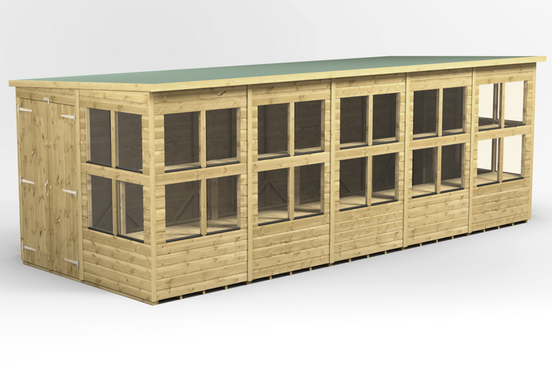Premium Pent Potting Shed 20x8 (Double Door)
