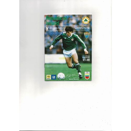1988 Republic of Ireland v Yugoslavia Football Programme
