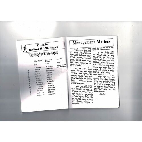 Selby Town v Doncaster Rovers & Barnsley Friendly Football Programme 1992/93