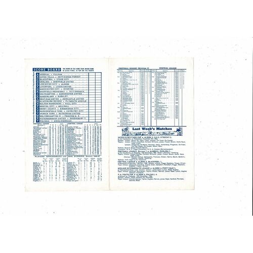 West Bromwich Albion v Manchester City Central League Football Programme 1966/67