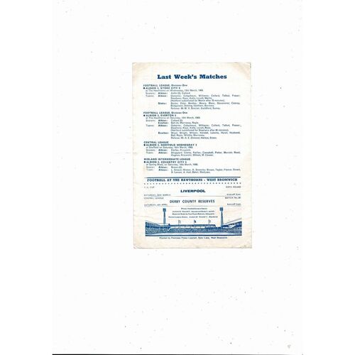 West Bromwich Albion v Preston Central League Football Programme 1967/68